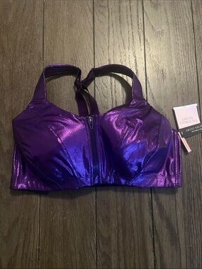 Victoria's Secret Shimmery Purple Front-Zip Sports Bra